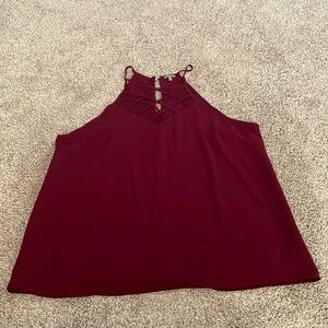 Charlotte Russe maroon top with cute criss cross details.